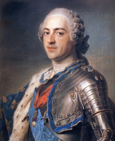 Dibujo titulada "Portrait de Louis XV" por Maurice Quentin De La Tour, Obra de arte original, Pastel