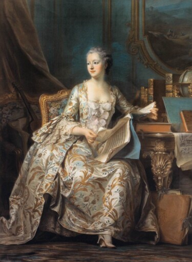 Rysunek zatytułowany „Madame de Pompadour…” autorstwa Maurice Quentin De La Tour, Oryginalna praca, Pastel