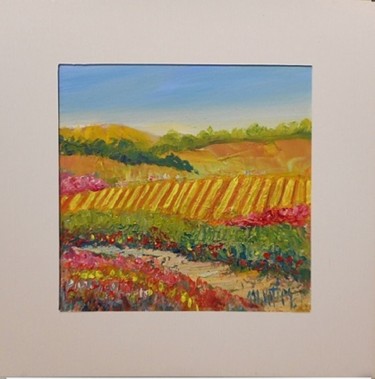 Peinture intitulée "Vignes dans le Gers" par Maurice Vetier, Œuvre d'art originale, Huile