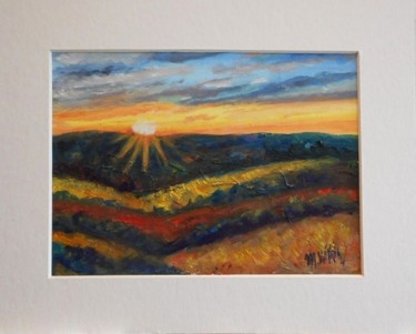 Peinture intitulée "Soleil couchant sur…" par Maurice Vetier, Œuvre d'art originale, Huile