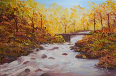 Painting titled "Couleurs d'automne…" by Maurice Vetier, Original Artwork, Oil Mounted on Wood Stretcher frame