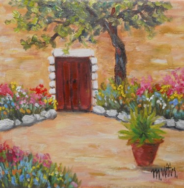 Painting titled "Coin de jardin n°3" by Maurice Vetier, Original Artwork, Oil Mounted on Wood Stretcher frame