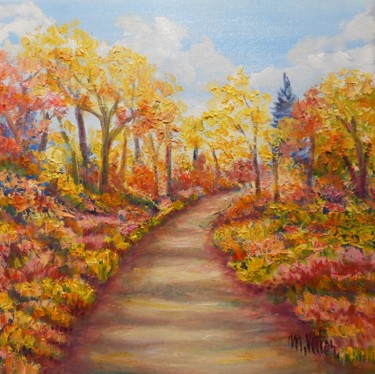 Painting titled "Couleurs d'automne…" by Maurice Vetier, Original Artwork, Oil Mounted on Wood Stretcher frame