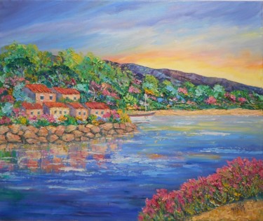Côte d'azur Painting titled "Côte d'azur" by Maurice Vetier, Original Art, Oil Mounted on Stretcher frame
