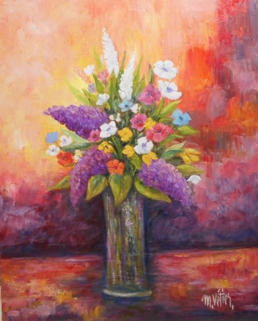 Картина под названием "Bouquet de lilas et…" - Maurice Vetier, Подлинное произведение искусства, Масло