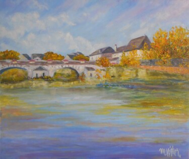 Painting titled "Le Pont à Châtillon…" by Maurice Vetier, Original Artwork, Oil