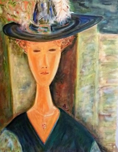 Painting titled "ca48=Modigliani_Rev…" by Maurice Wilman, Original Artwork, Oil
