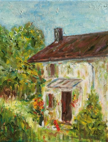 Painting titled "ca121=Maison-du-Poi…" by Maurice Wilman, Original Artwork, Oil