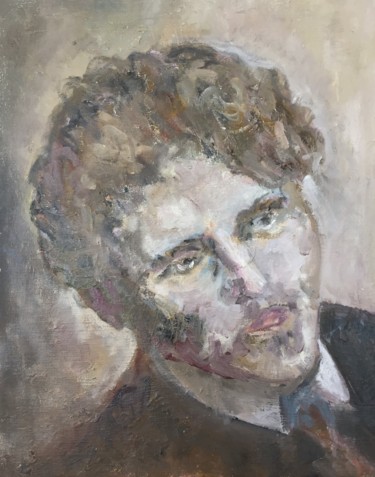 Painting titled "Ca149 "Portrait" by Maurice Wilman, Original Artwork, Oil Mounted on Wood Stretcher frame