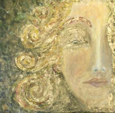Painting titled "Ca158 Visage d'or f…" by Maurice Wilman, Original Artwork, Oil
