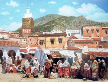 Peinture intitulée "Chaouen-Maroc" par Maurice Fhima, Œuvre d'art originale, Aquarelle