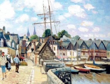 Peinture intitulée "Port Saint Goussain" par Maurice Fhima, Œuvre d'art originale, Huile