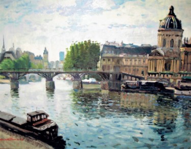 Painting titled "Institut De France" by Maurice Fhima, Original Artwork, Oil