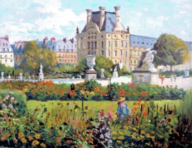 Painting titled "Jardin Des Tuilleri…" by Maurice Fhima, Original Artwork, Oil