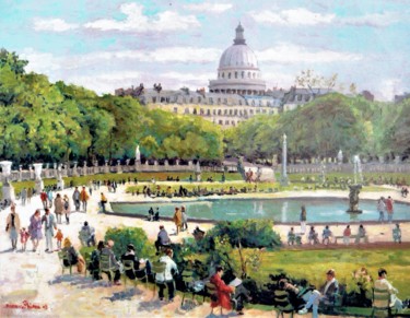 Painting titled "Jardin du Luxembourg" by Maurice Fhima, Original Artwork, Oil