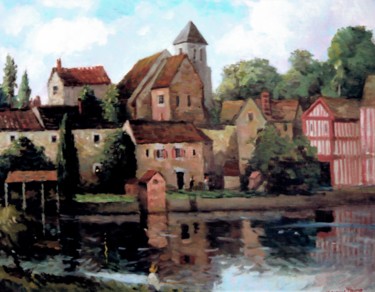 Painting titled "Montigny Sur Oise" by Maurice Fhima, Original Artwork, Oil