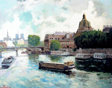 Pittura intitolato "Pont Des Art (3)" da Maurice Fhima, Opera d'arte originale, Olio