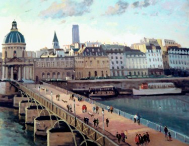 Painting titled "Pont Des Arts (Pari…" by Maurice Fhima, Original Artwork, Oil