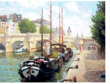Painting titled "Pont Neuf 5" by Maurice Fhima, Original Artwork, Oil