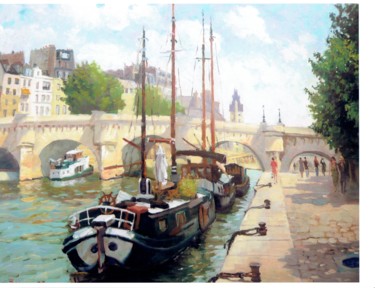 Malerei mit dem Titel "Pont Neuf 5" von Maurice Fhima, Original-Kunstwerk, Öl