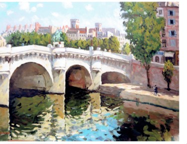 Malerei mit dem Titel "Pont neuf 5" von Maurice Fhima, Original-Kunstwerk, Öl