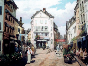 Painting titled "Rue D 'Honfleur" by Maurice Fhima, Original Artwork, Oil