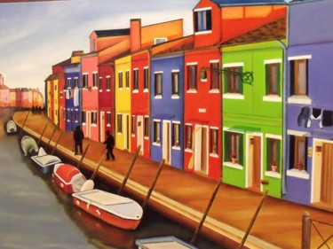 Painting titled "burano" by Mauricette Henot, Original Artwork, Oil