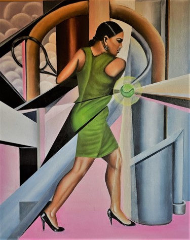 Painting titled "Roland Garros" by Mauricette Henot, Original Artwork, Oil
