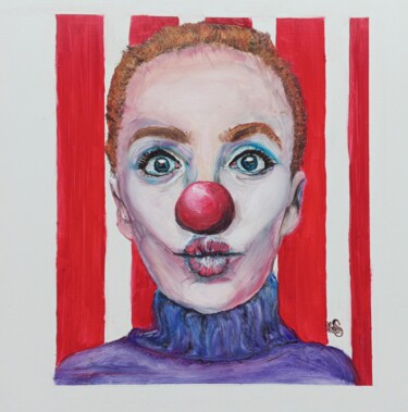 Painting titled "Clown" by Mauricias, Original Artwork, Oil