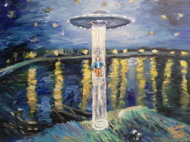 Schilderij getiteld "Van Gogh abducted b…" door Mauricio Palma, Origineel Kunstwerk, Olie