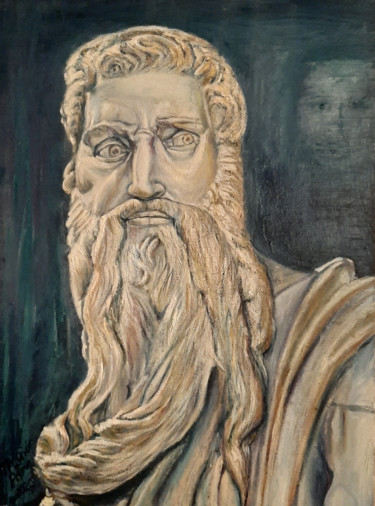 Painting titled "Unhorned Moses and…" by Mauricio Palma, Original Artwork, Oil
