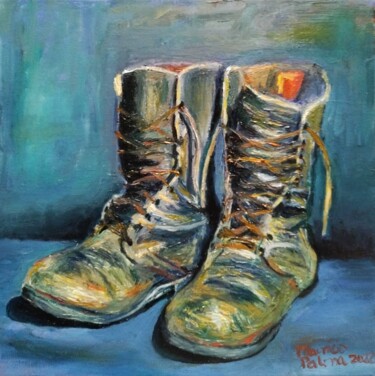 Painting titled "Old shoes" by Mauricio Palma, Original Artwork, Oil