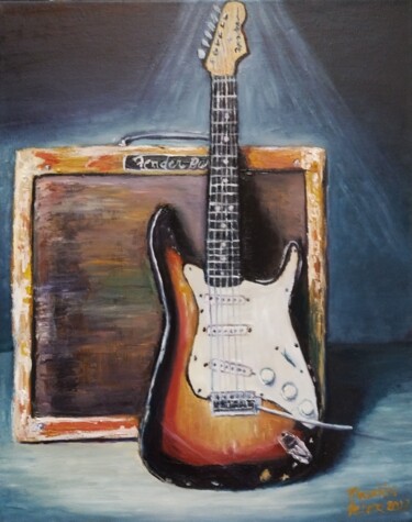 Pintura intitulada "Fender Stratocaster…" por Mauricio Palma, Obras de arte originais, Óleo