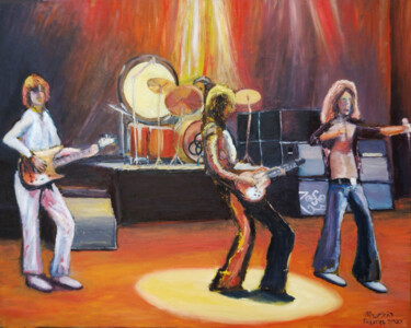 Peinture intitulée "Led Zeppelin Playin…" par Mauricio Palma, Œuvre d'art originale, Huile