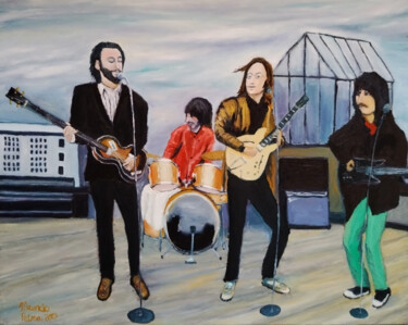 Pittura intitolato "The Beatles rooftop…" da Mauricio Palma, Opera d'arte originale, Olio