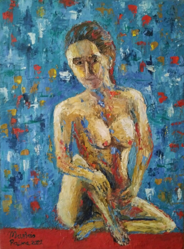Schilderij getiteld "Portrait of a woman…" door Mauricio Palma, Origineel Kunstwerk, Olie