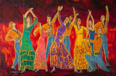 Peinture intitulée "Flamenco dance." par Mauricio Galarza Madrid, Œuvre d'art originale, Huile
