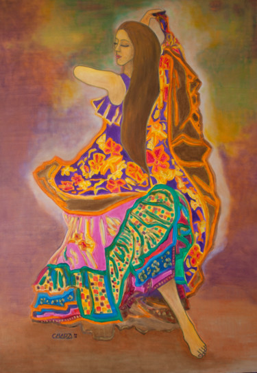 Malarstwo zatytułowany „Gypsy dance.” autorstwa Mauricio Galarza Madrid, Oryginalna praca, Olej