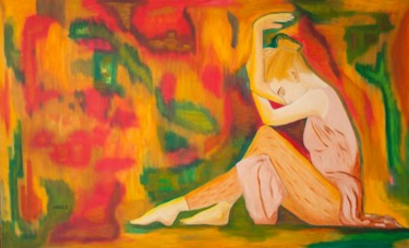 Peinture intitulée "A ballerina rests." par Mauricio Galarza Madrid, Œuvre d'art originale, Huile