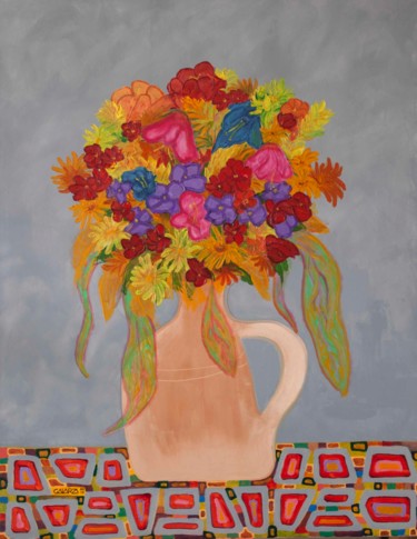 Peinture intitulée "Floral 4" par Mauricio Galarza Madrid, Œuvre d'art originale, Huile