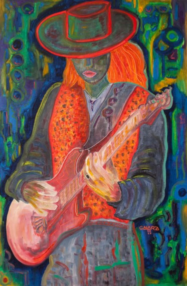 Malerei mit dem Titel "Guitarrist." von Mauricio Galarza Madrid, Original-Kunstwerk, Öl