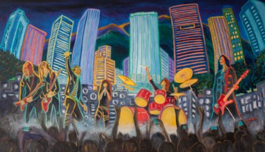Pintura intitulada "Concert in Quito." por Mauricio Galarza Madrid, Obras de arte originais, Óleo