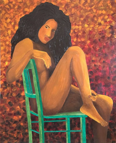 Painting titled "Julia in the green…" by Mauricio Galarza Madrid, Original Artwork, Oil