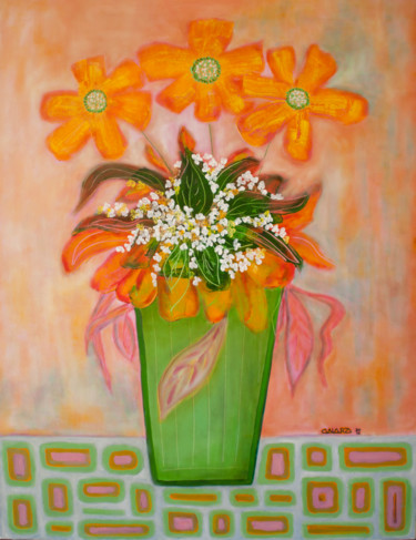 Peinture intitulée "Floral 3" par Mauricio Galarza Madrid, Œuvre d'art originale, Huile