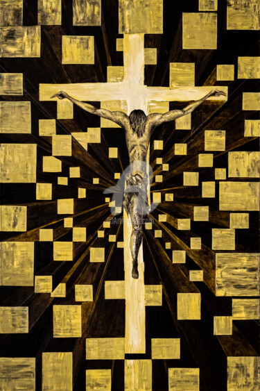 Malerei mit dem Titel "quantum christ" von Mauricio Silerio, Original-Kunstwerk, Öl