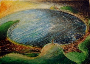 Pittura intitolato "Il golfo di Gaeta" da Maurizio Aprea, Opera d'arte originale, Pastello
