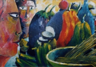 Painting titled "la prossima cena" by Maurizio Aprea, Original Artwork, Oil