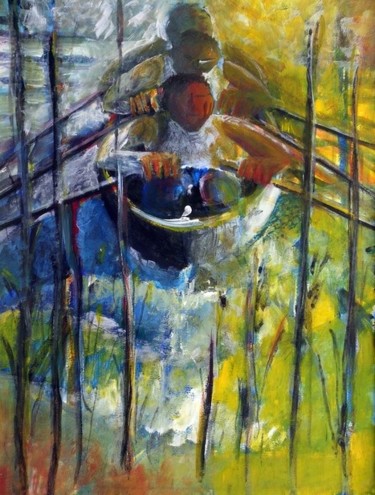 Pittura intitolato "Rematori del lago" da Maurizio Aprea, Opera d'arte originale