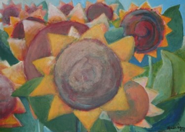 Painting titled "Girasoli" by Maurizio Aprea, Original Artwork