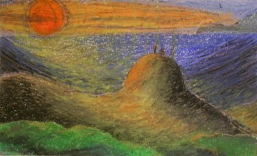 Pittura intitolato "Il golfo di Gaeta -…" da Maurizio Aprea, Opera d'arte originale, Pastello